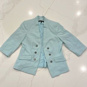 White House Black Market Light Blue 3/4-Sleeve Blazer (Size 12 Petite)